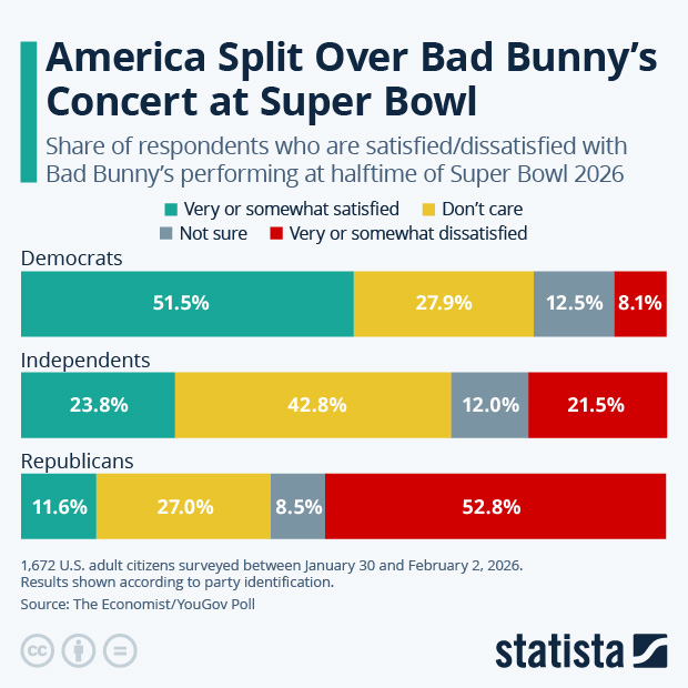 Super Bowl 2026: America Split Over Halftime Show - Infographic